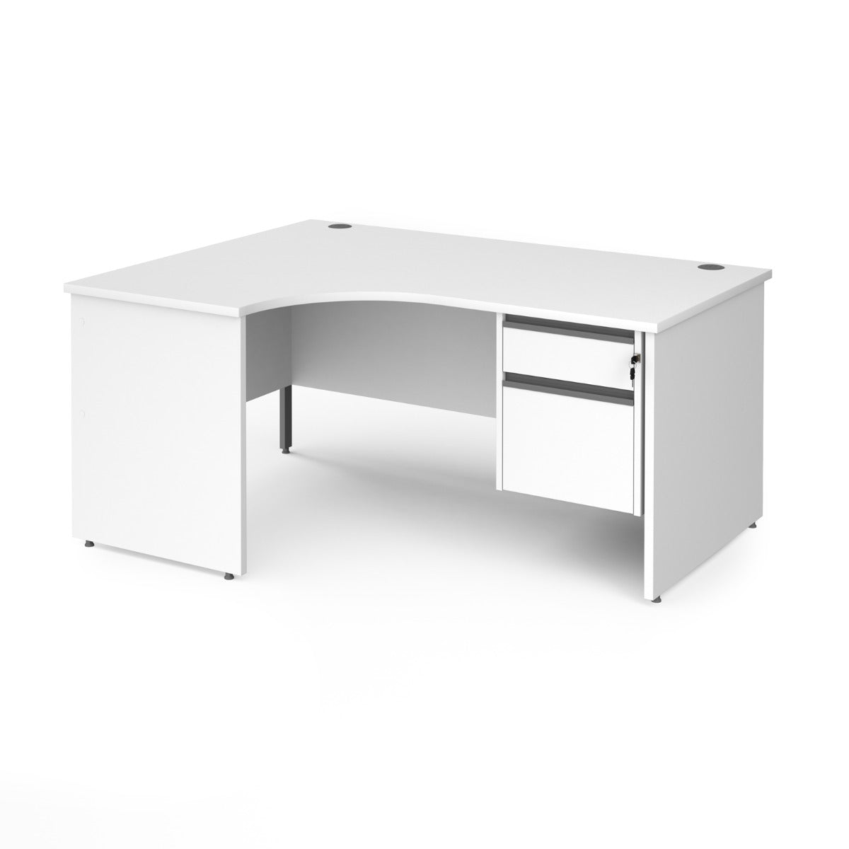 Contract Panel Leg Left Hand Ergonomic Corner Desk with Two Drawer Storage